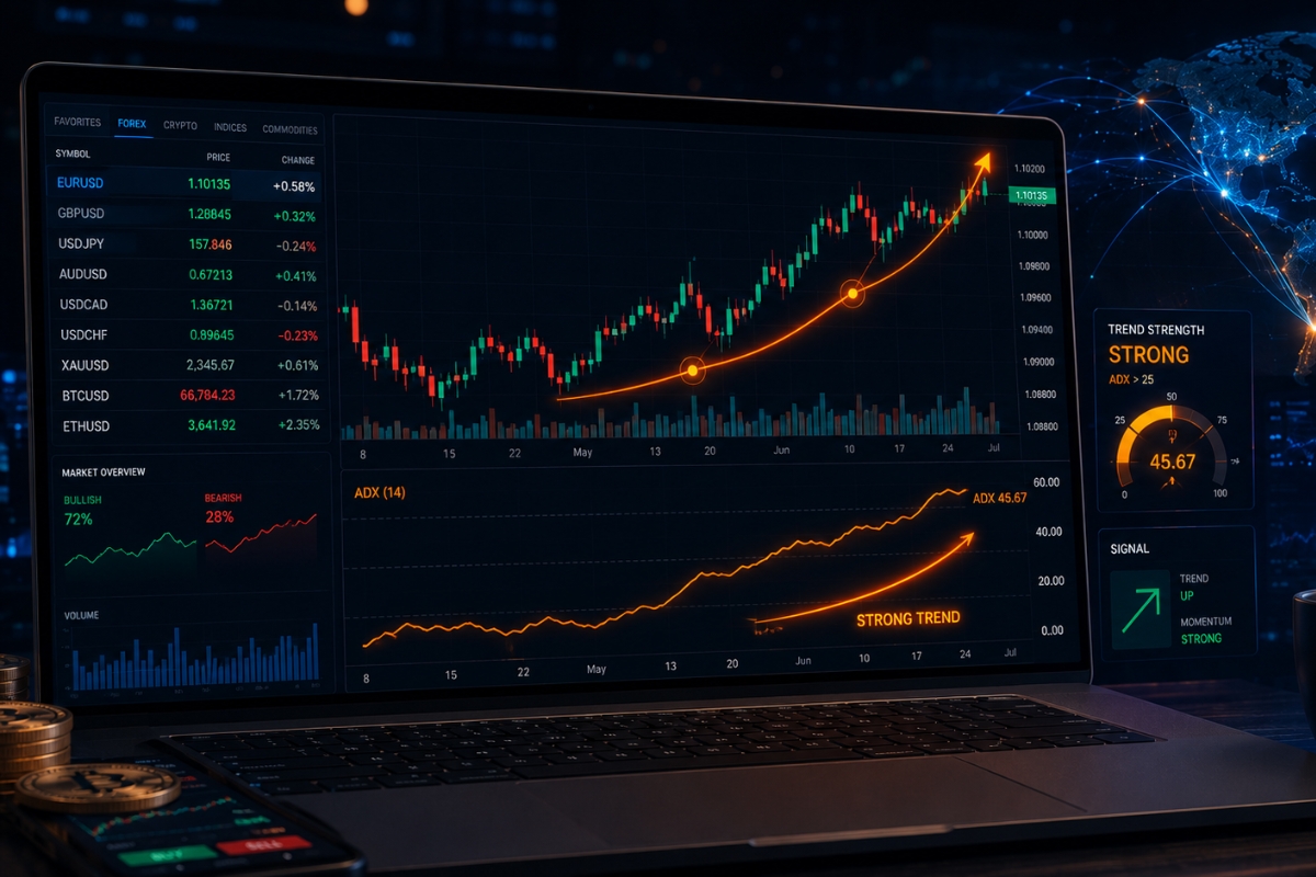 ADX indicator trading and trend strength measurement