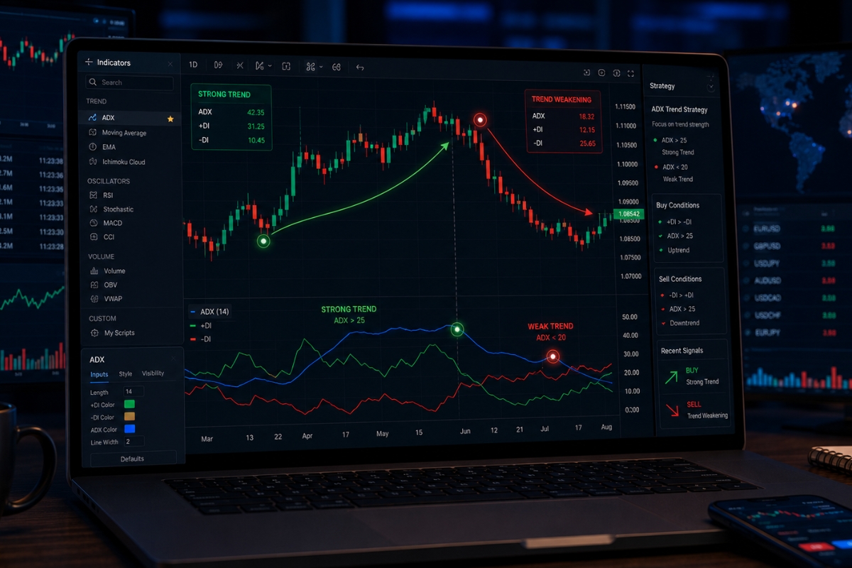ADX Indicator Trading: Trend Strength, Signals, Settings, Strategy