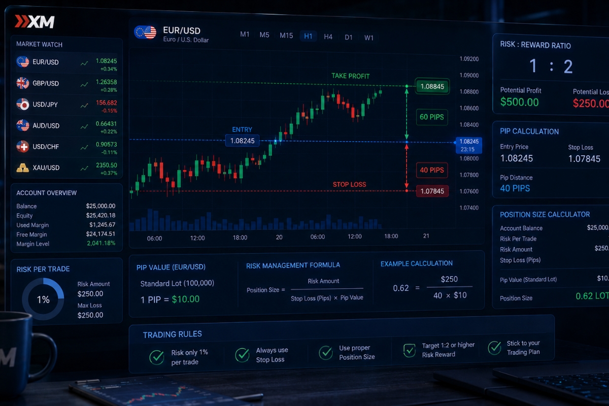 Applying pip calculation XM in risk and profit management