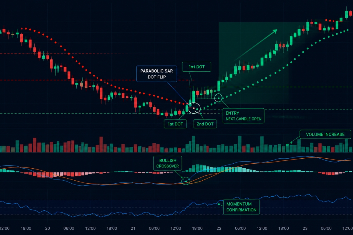 Entry timing using Parabolic SAR in trading