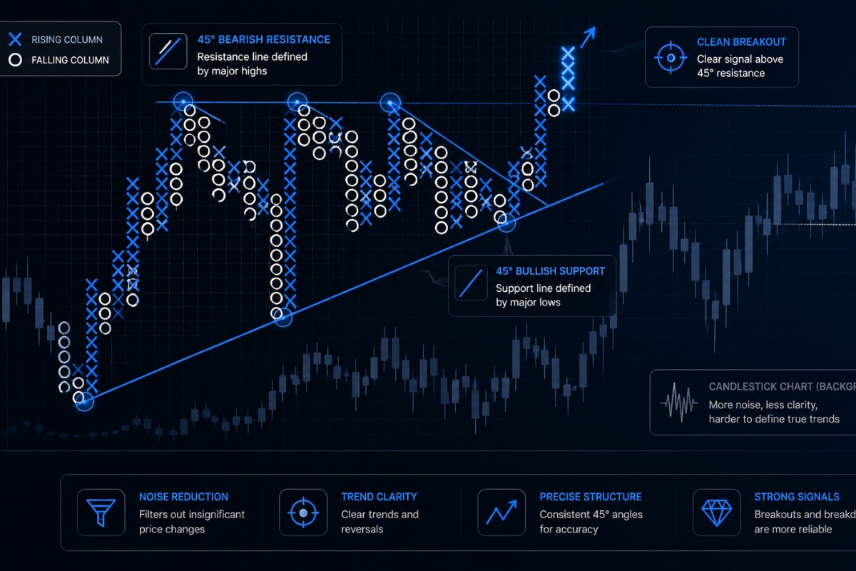 How point and figure charting improves trend clarity?