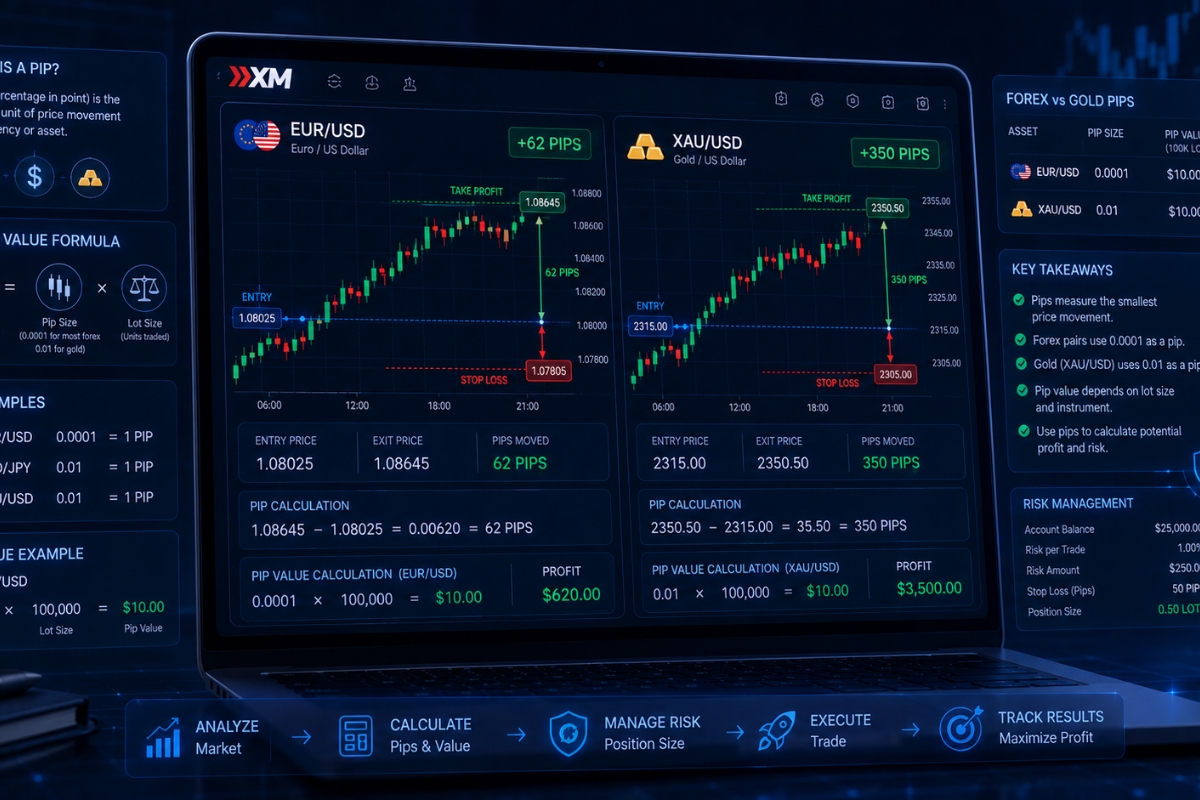 How to calculate pips on XM with real trading scenarios