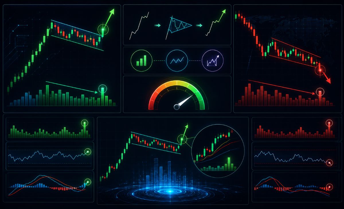 Key signals in flag and pennant pattern trading