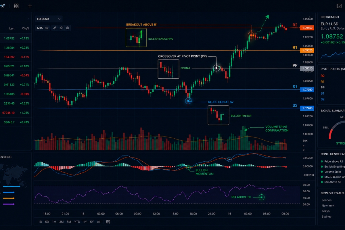 Pivot point signals and trade confirmation