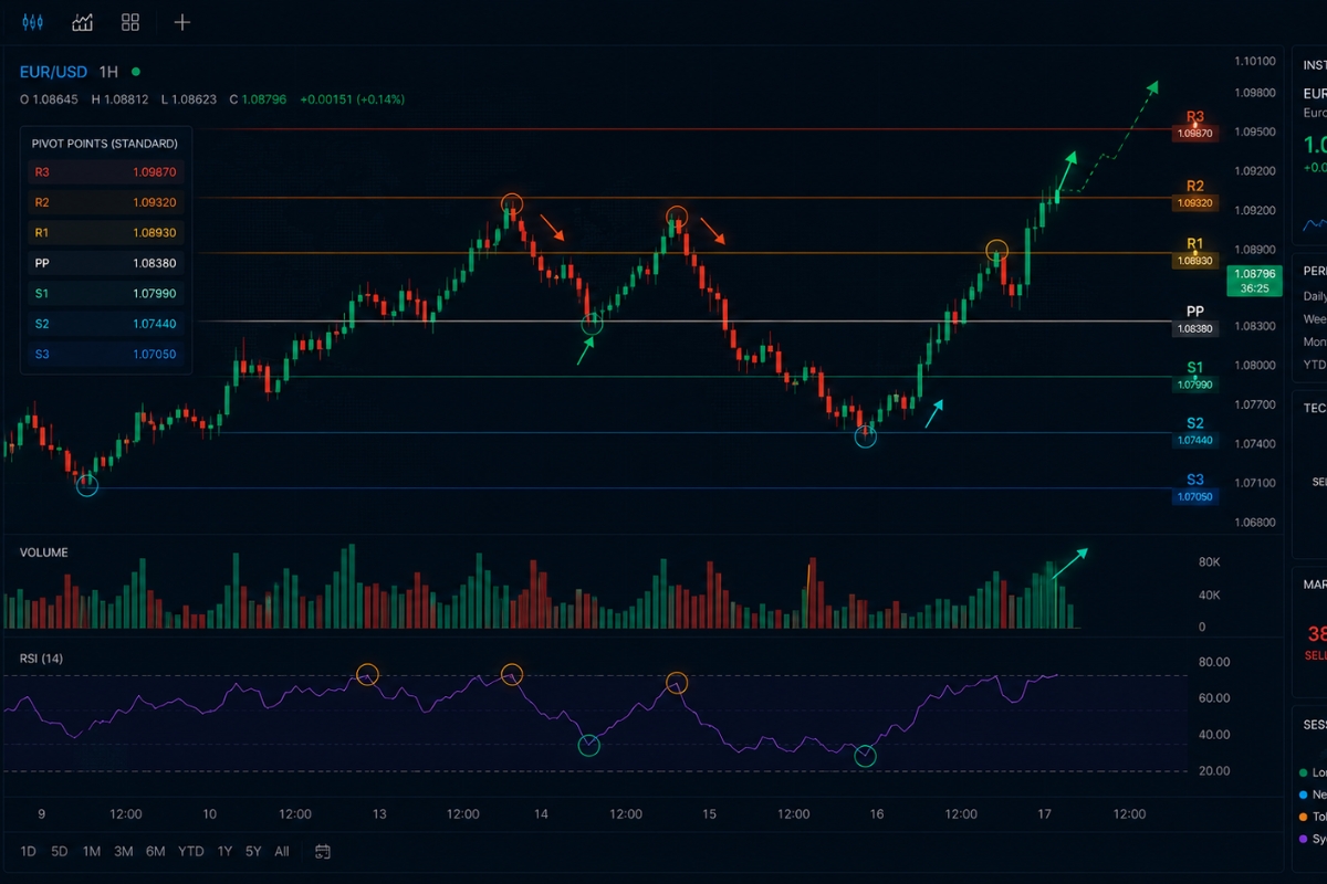 Predict price movement using pivot points