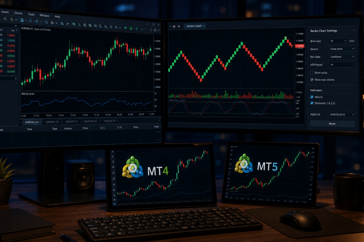 Renko charts setup on MT4 and MT5 platforms