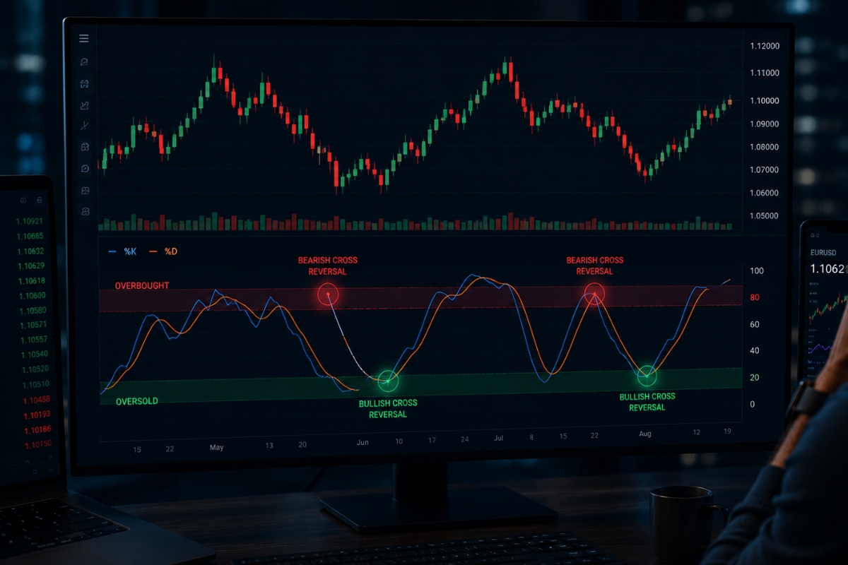 Stochastic oscillator indicator and signal interpretation