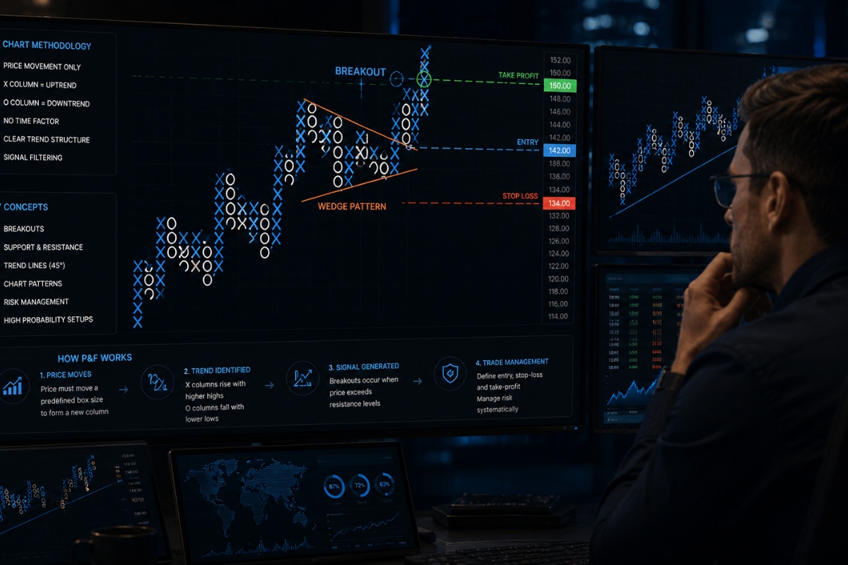 Trading methods using point and figure charting