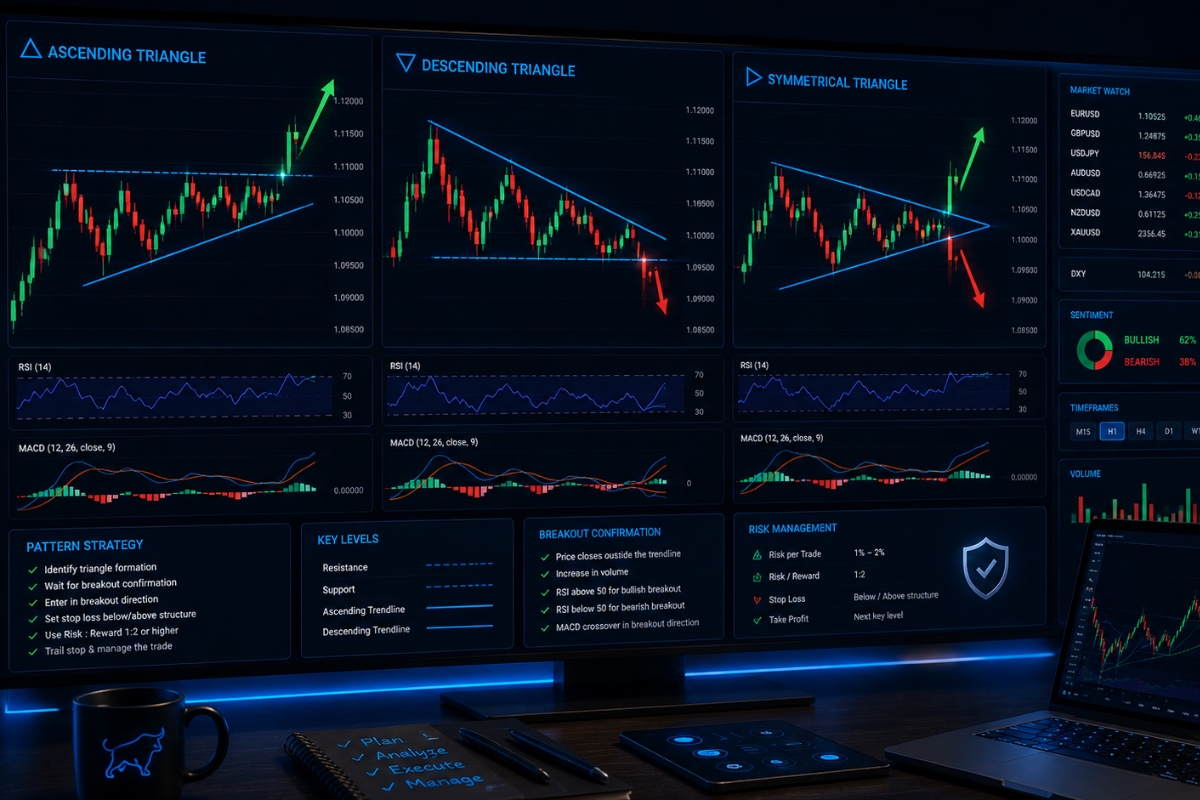 Triangle Patterns in Forex: Structure, Types, Signals, Strategy