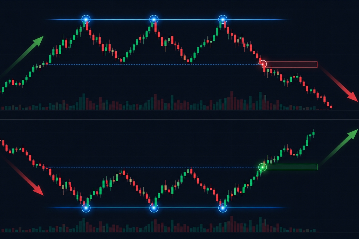 Triple Top And Triple Bottom Pattern: Market Reversal and Entry Zones
