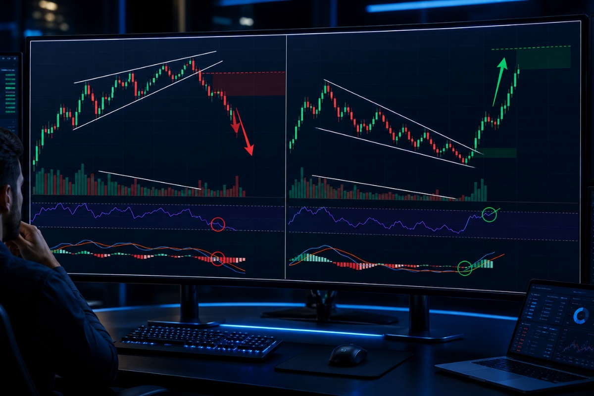 Wedge pattern reversal behavior in financial markets