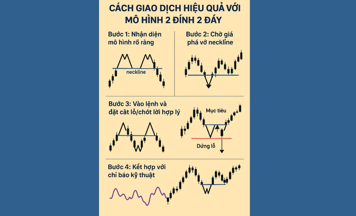 Cách giao dịch hiệu quả với mô hình 2 đỉnh 2 đáy