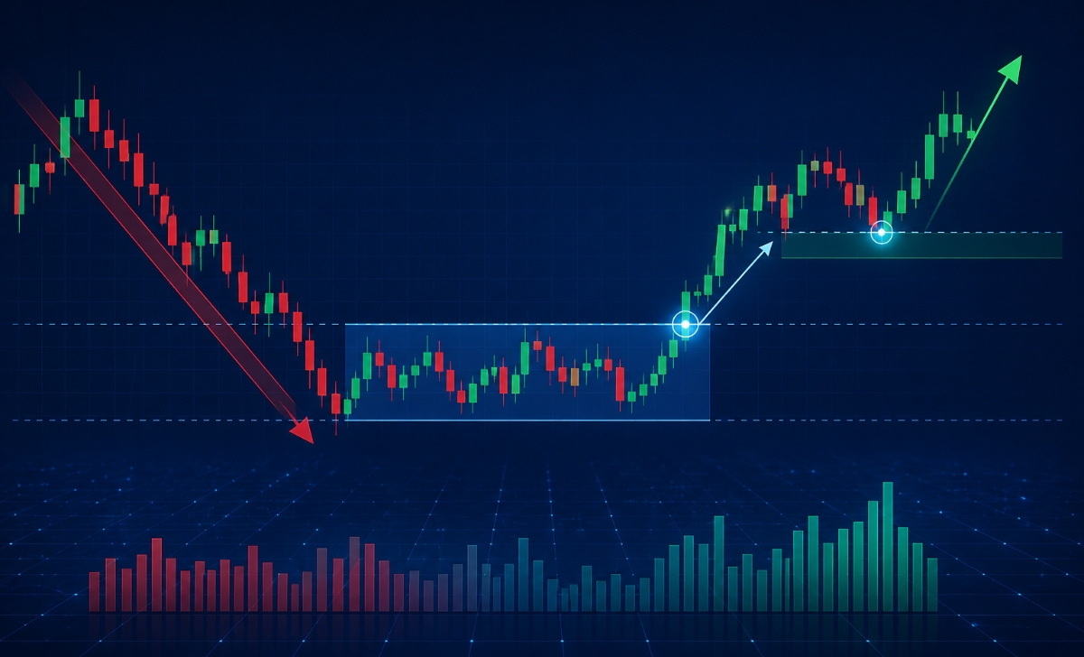 Ví dụ breakout và retest trong mô hình giá Forex