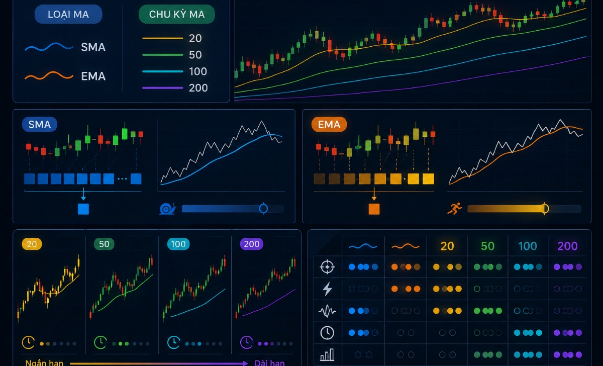 Các đường MA phổ biến trong Forex gồm những loại nào?