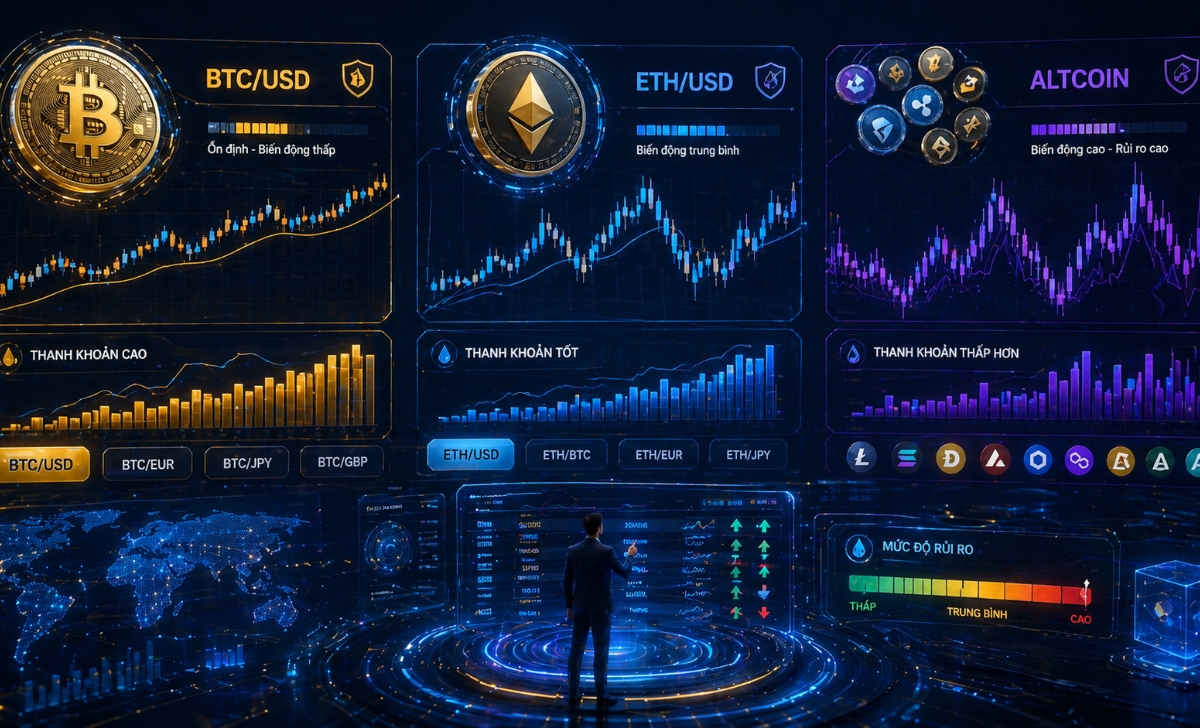 Các loại coin và cặp crypto trên XM