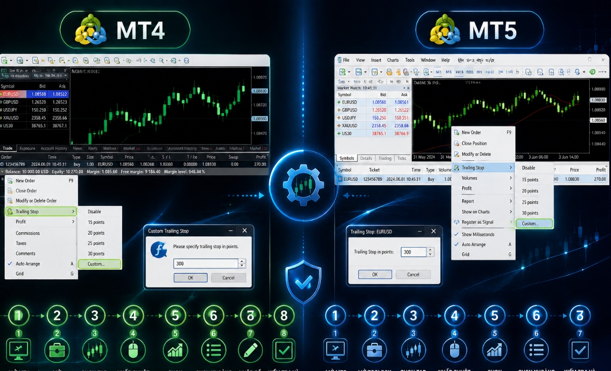 Cách đặt Trailing Stop trên MT4 và MT5