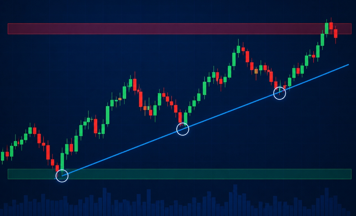 Các bước cơ bản để vẽ trendline trên biểu đồ Forex
