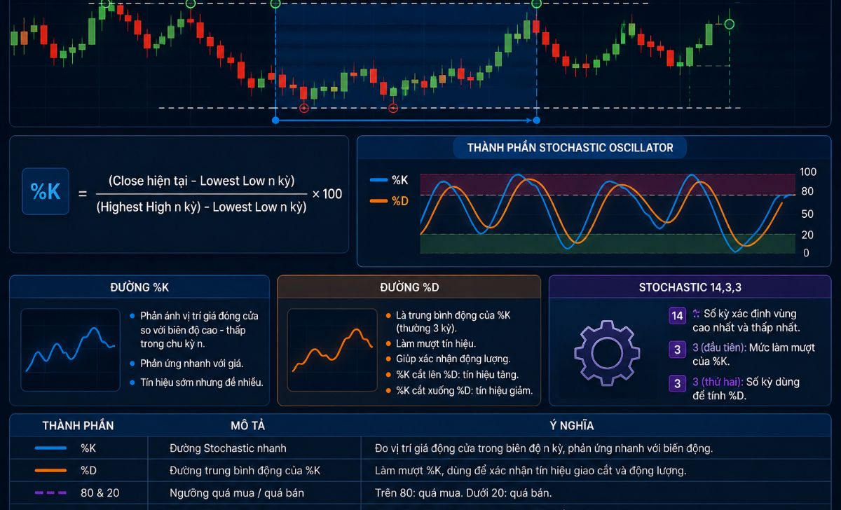 Cấu tạo và cách tính Stochastic Oscillator