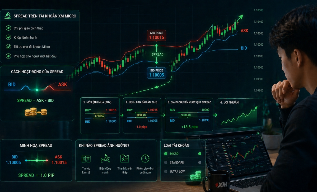 Chênh lệch giá spread XM Micro