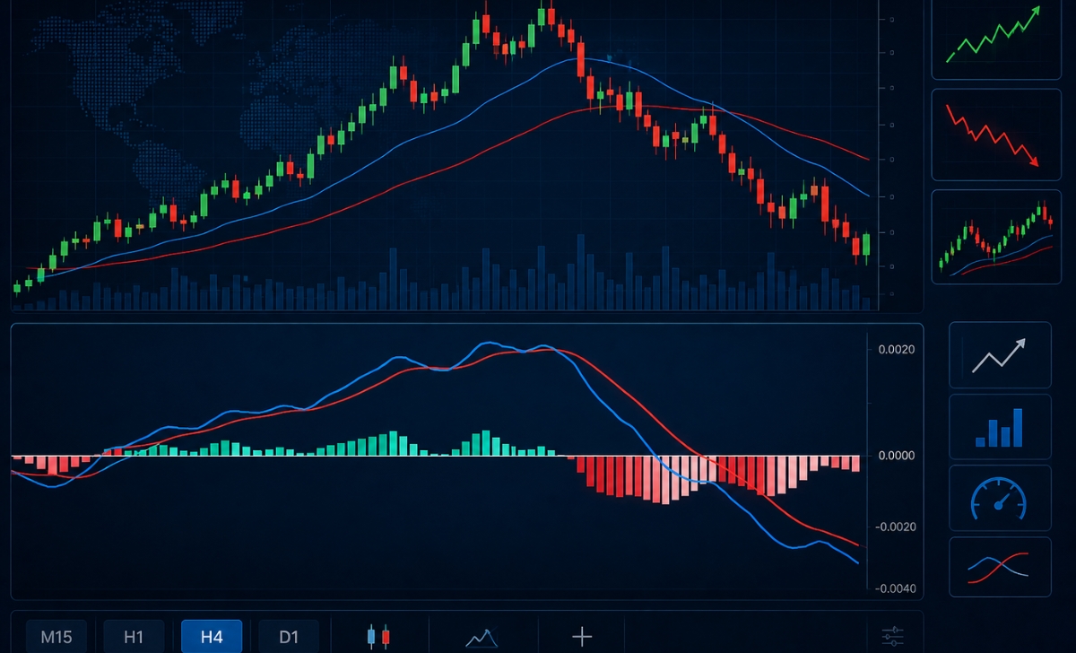 Giao diện chỉ báo MACD trên biểu đồ Forex