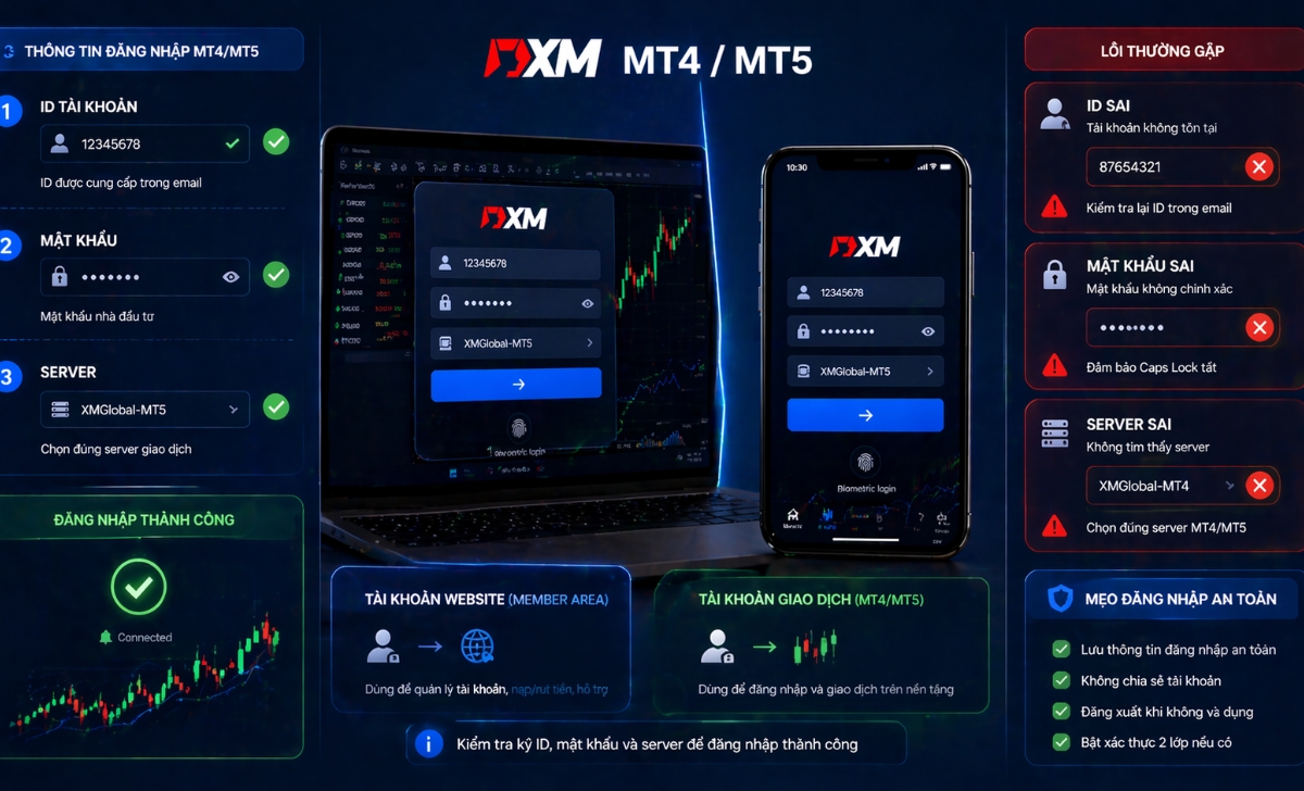 Đăng nhập XM cần những thông tin gì để login thành công ?