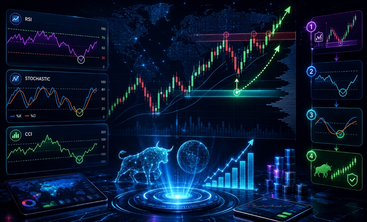 Trading use of oscillators indicators in real markets