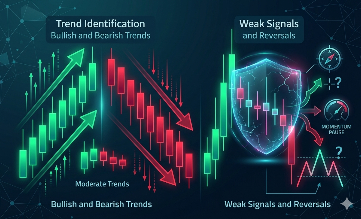 Trend identification using Heikin Ashi candles