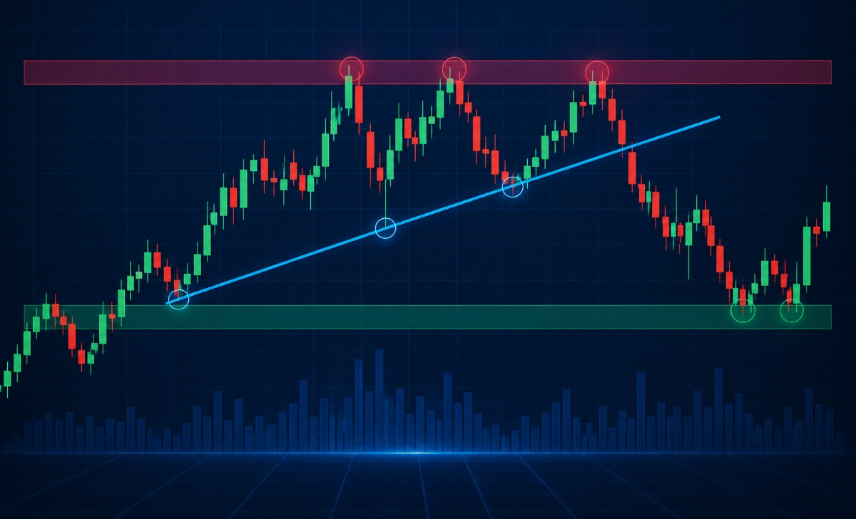 So sánh trendline với vùng hỗ trợ và kháng cự trên biểu đồ Forex