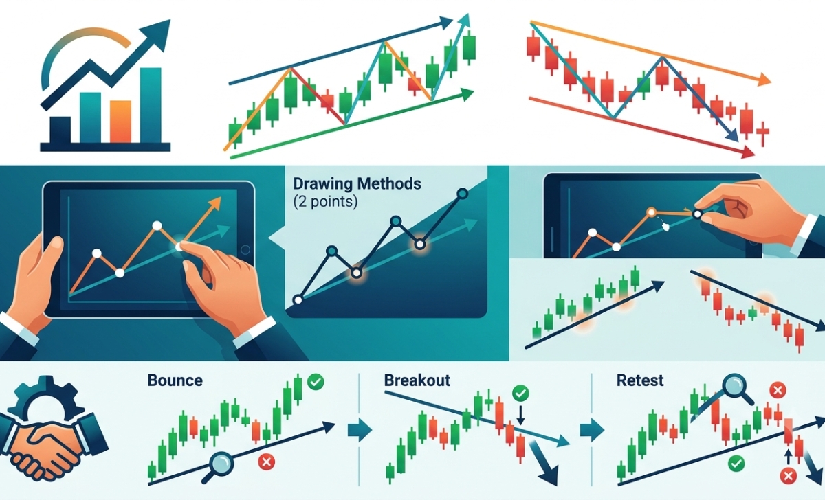 Trendlines Trading: Structure, Drawing methods, Trading Strategy XM