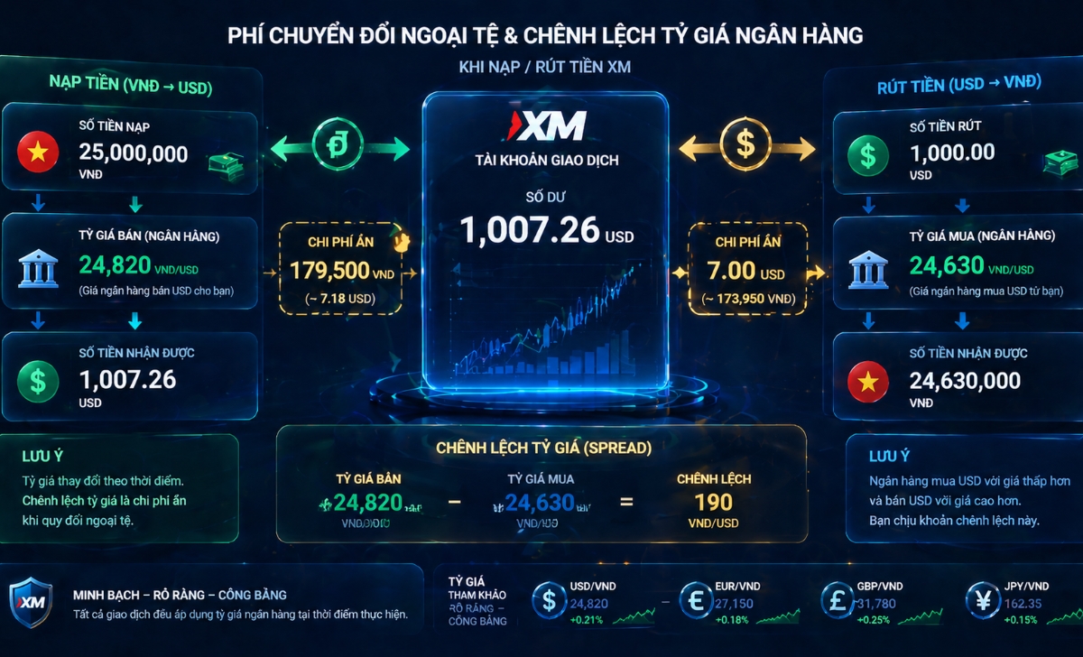 Lưu ý về phí ngân hàng XM và cách tối ưu tỷ giá