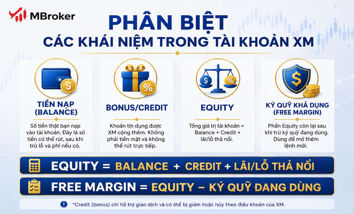 Phân biệt tiền nạp và bonus Credit XM