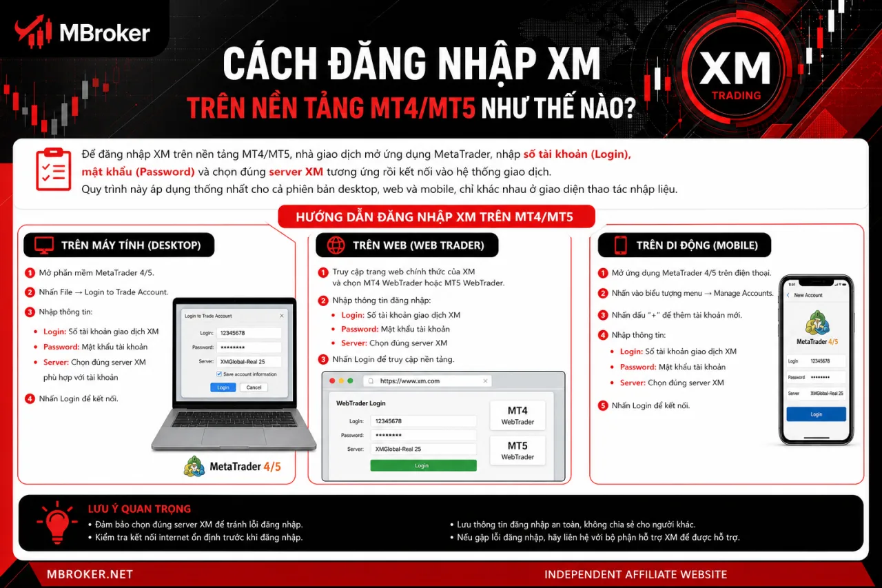 Đăng Nhập XM Trên Nền Tảng MT4/MT5