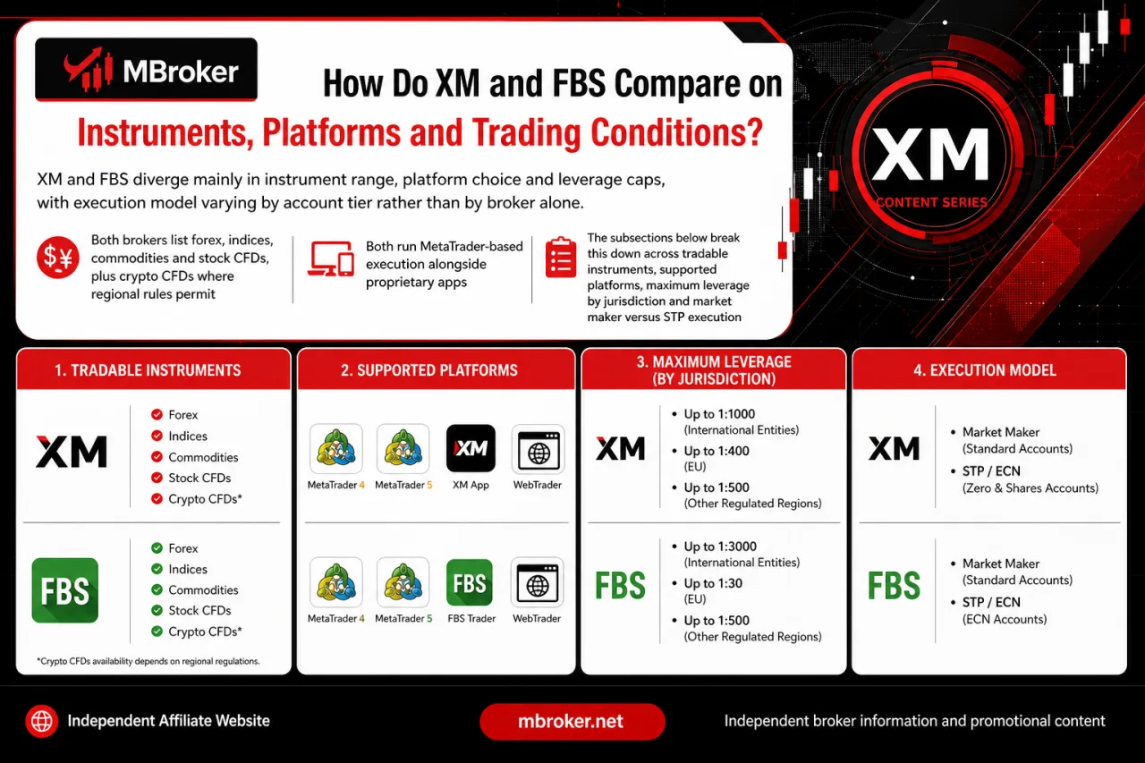 How Do XM and FBS Compare on Instruments, Platforms and Trading Conditions