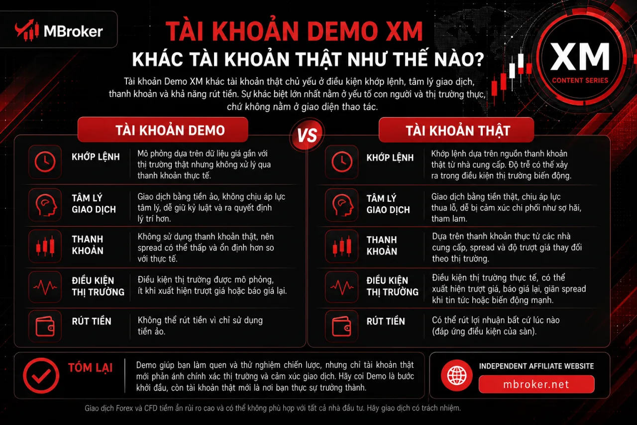 Tài Khoản Demo XM Khác Tài Khoản Thật