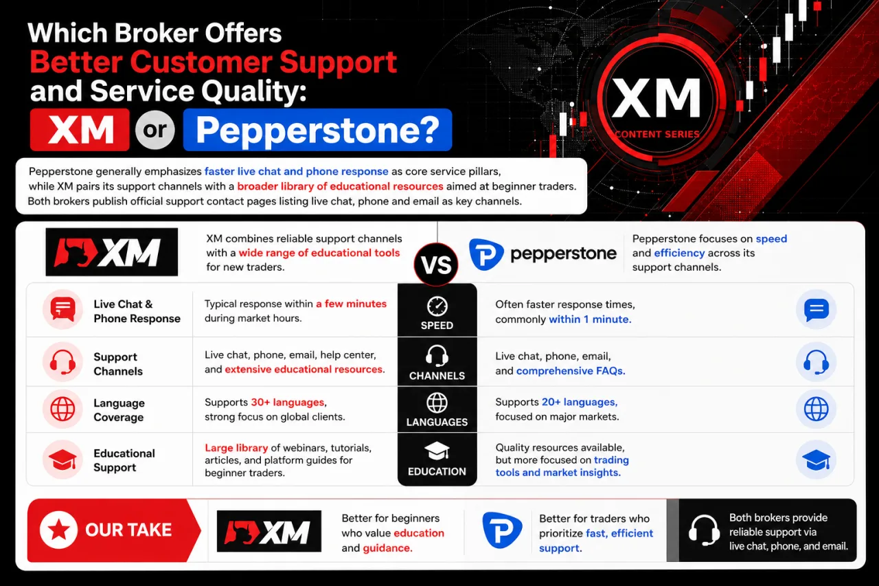 Which Broker Offers Better Customer Support and Service Quality: XM or Pepperstone