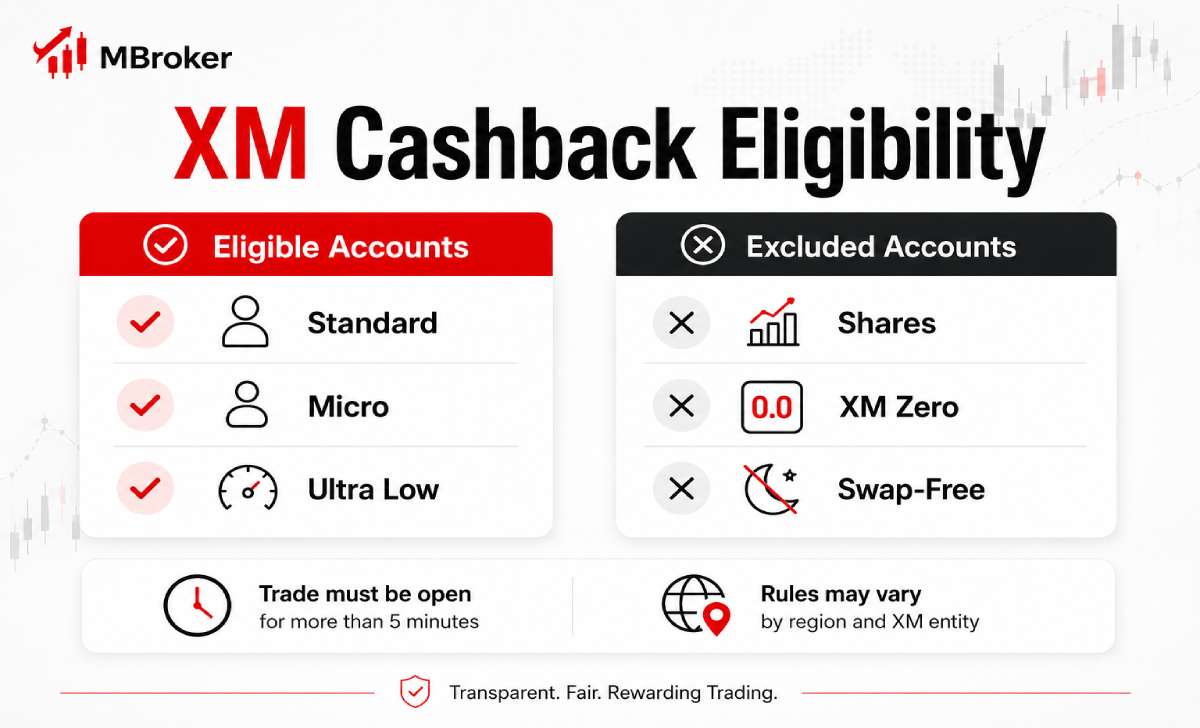 XM account types eligible for XM cashback rewards XM account types eligible for XM cashback rewards