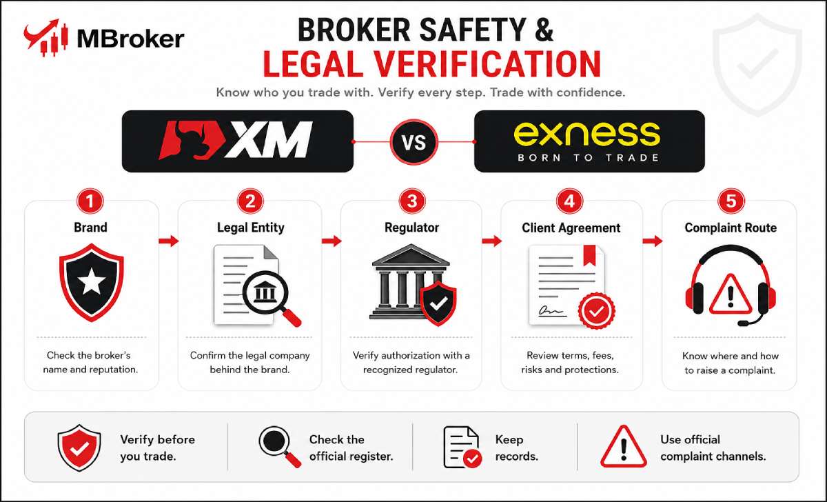 How to verify the legal entity, regulator and client agreement of an XM or Exness account