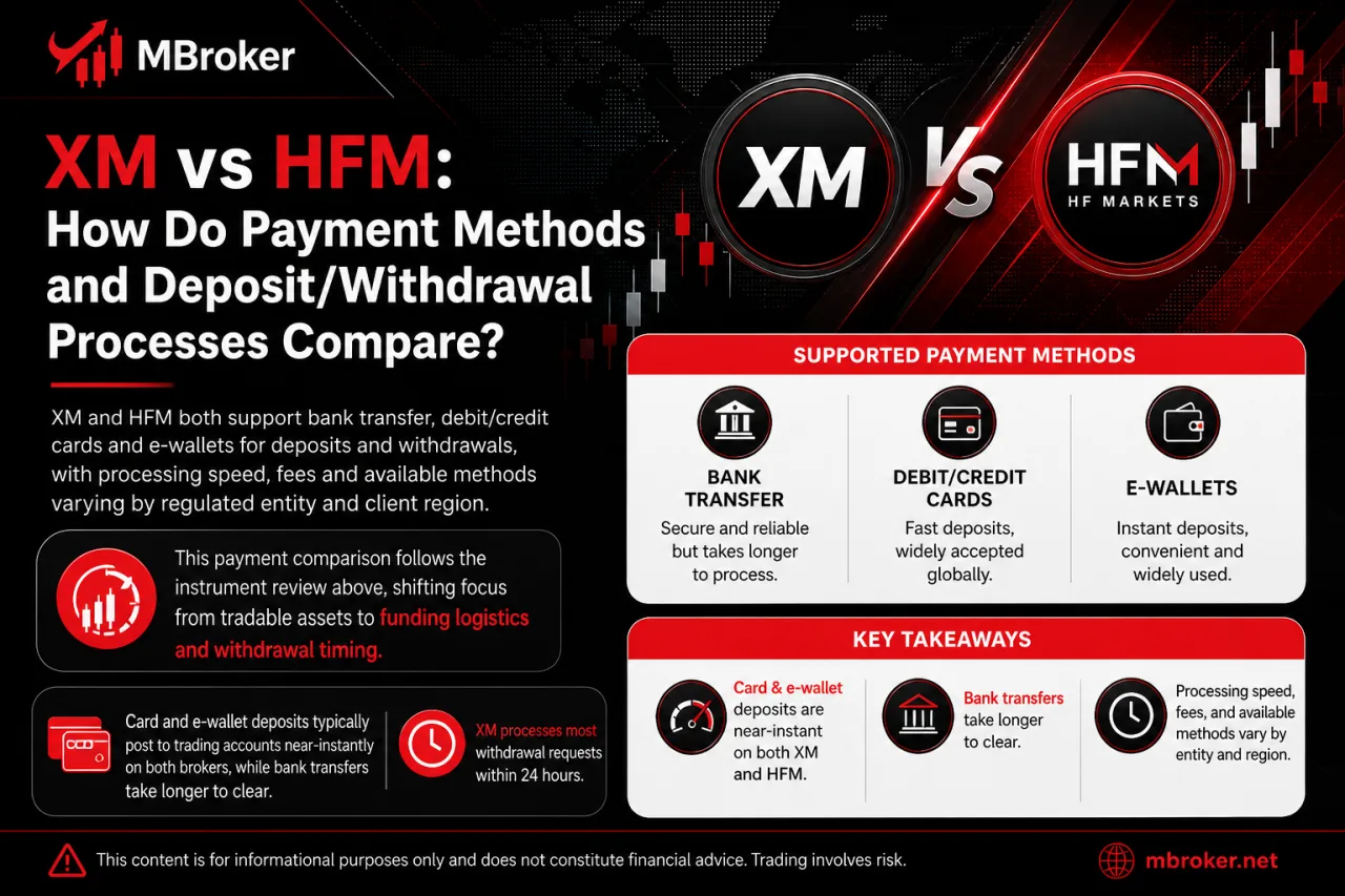 XM vs HFM: How Do Payment Methods and Deposit/Withdrawal Processes Compare